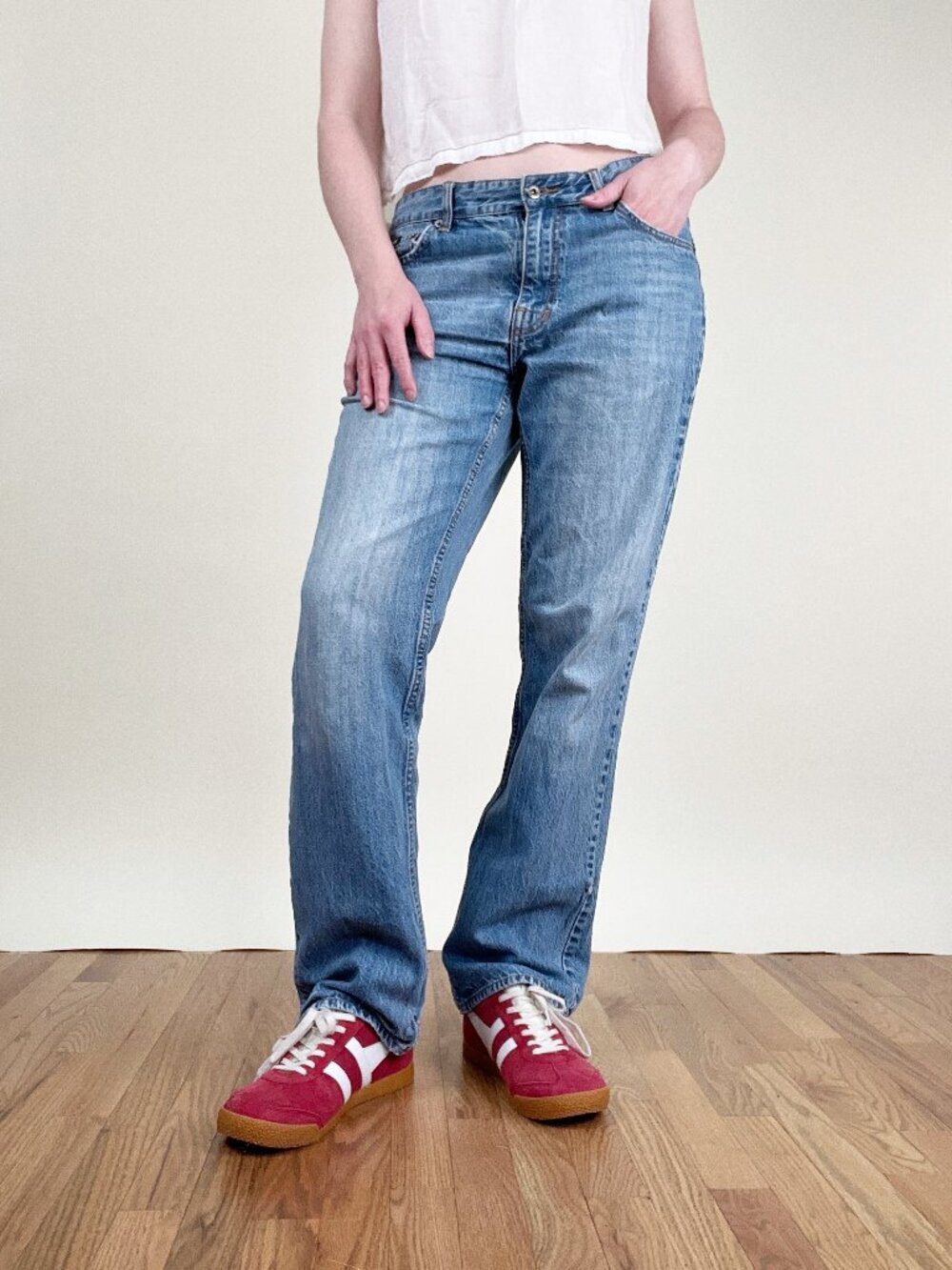 Vintage Y2K Low Rise Waist Straight Leg 100% Cotton Full length Inseam 2000's